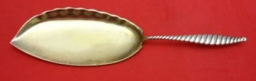 Whiting Oval Twist Sterling Silver Gold-Washed Fish Server 10.5"
