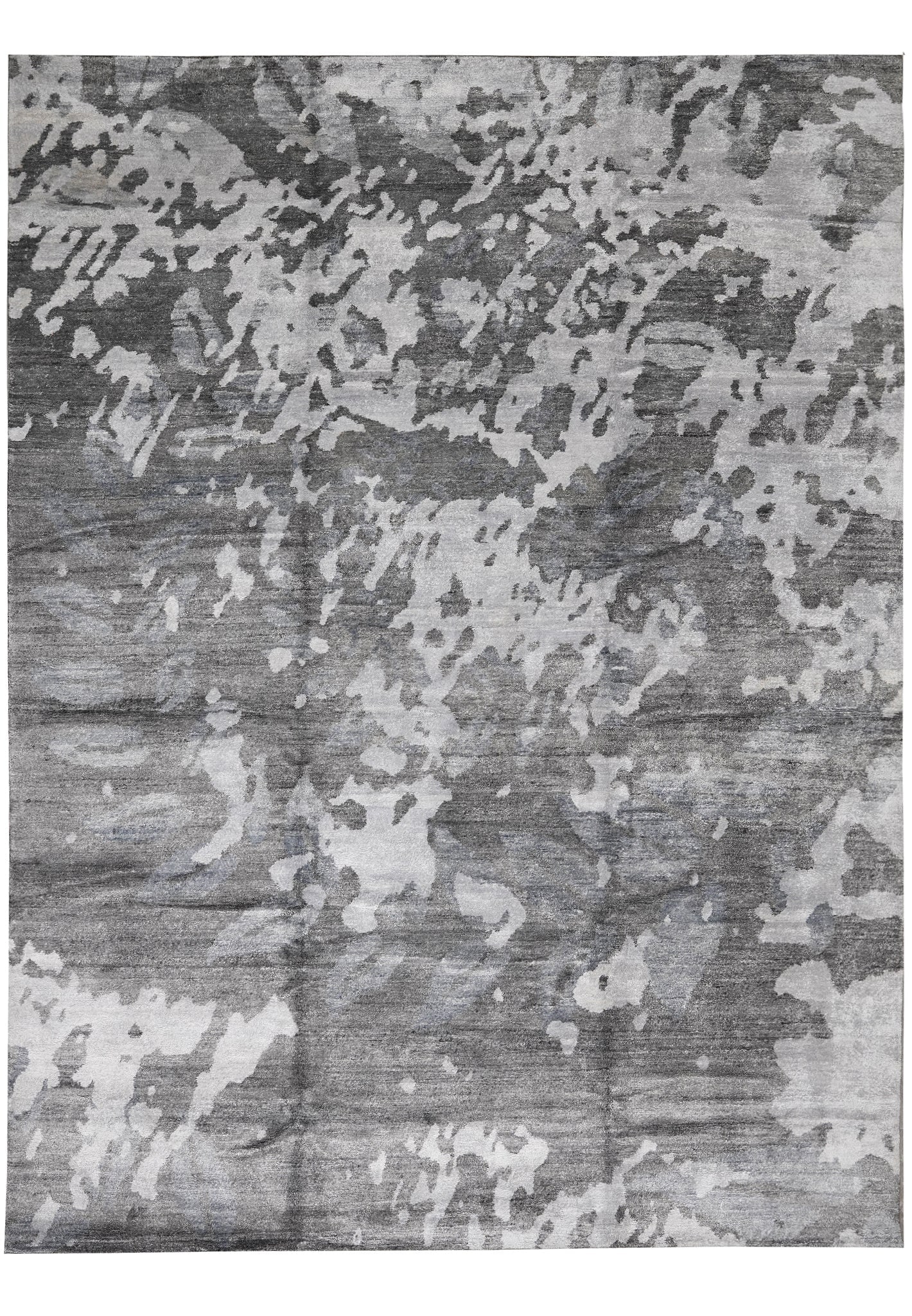 9 x 12 Modern Gray Handmade Wool Silk Rug: 9 x 12 Modern Gray Handmade Wool Silk Rug Free continental US Shipping This modern handmade rug measures 9 x 12 and is crafted from a premium wool and silk blend in a sophisticated gray color. It feat