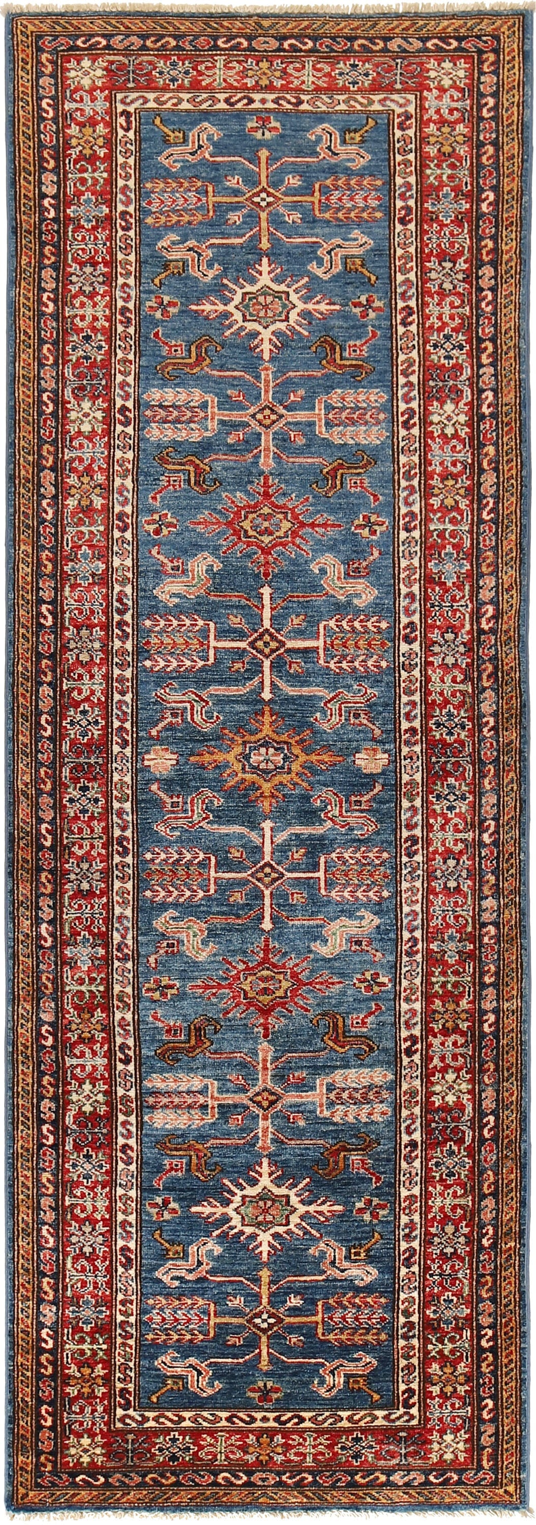 2.10 x 8.6 Hand-Knotted Super Kazak Wool Runner Rug