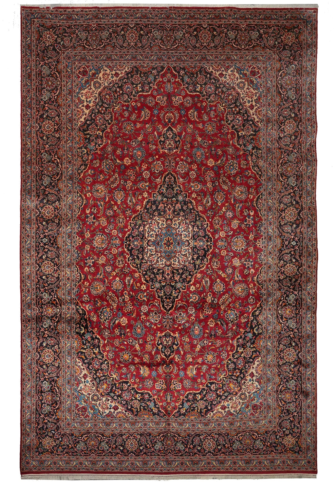 Hand Knotted Persian Kashan Rug 9.6 x 15 Iran