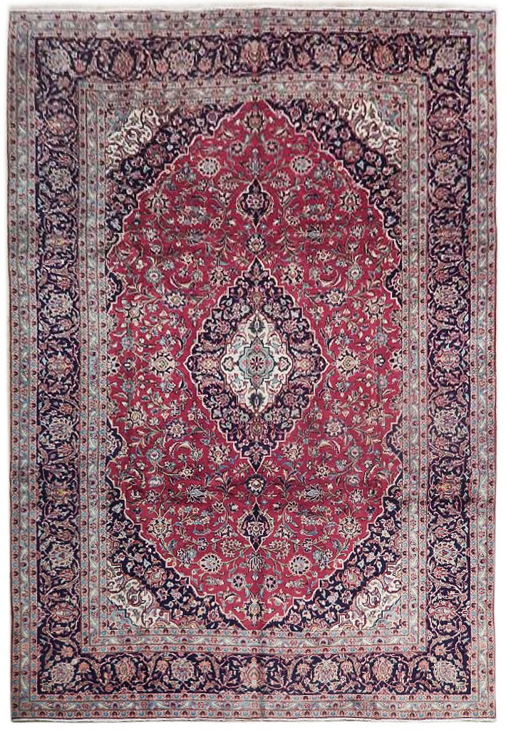 Handcrafted Persian Kashan Rug 7'10 x 12'2 Silk-like Pile: Handcrafted Persian Kashan Rug 7'10 x 12'2 Silk-like Pile Free continental US Shipping Experience the elegance of this handcrafted Persian Kashan rug, measuring 7' 10" x 12' 2". Created by skilled art