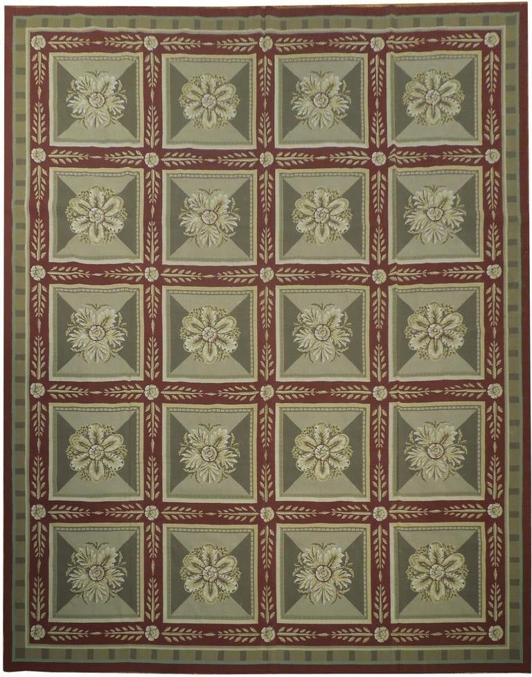 8 x 10 Roman Check Flat Weave Rug 100% Natural Wool Handmade