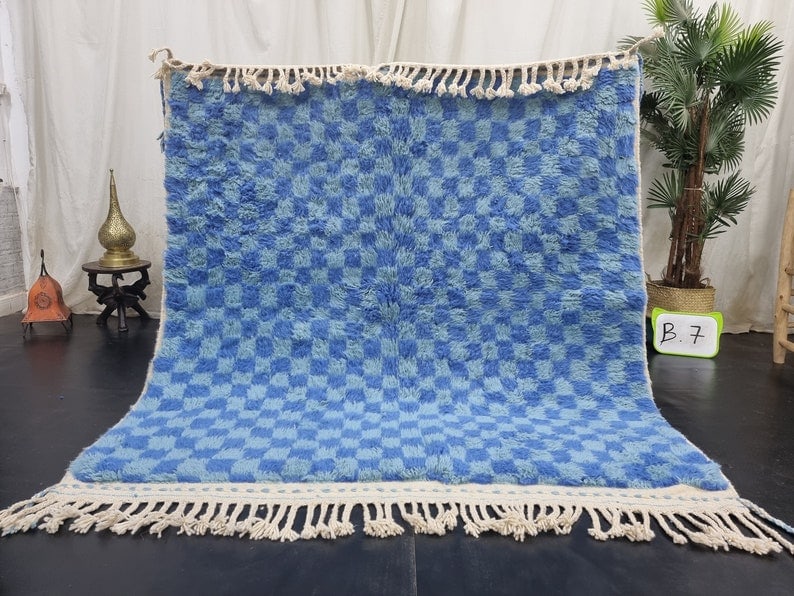 Handmade Moroccan Berber Wool Area Rug 6.56 x 5 Feet