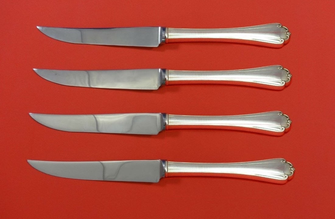 4-piece Lunt Delicacy sterling silver steak knives hollow handle 8 1/2 (1 of 2)