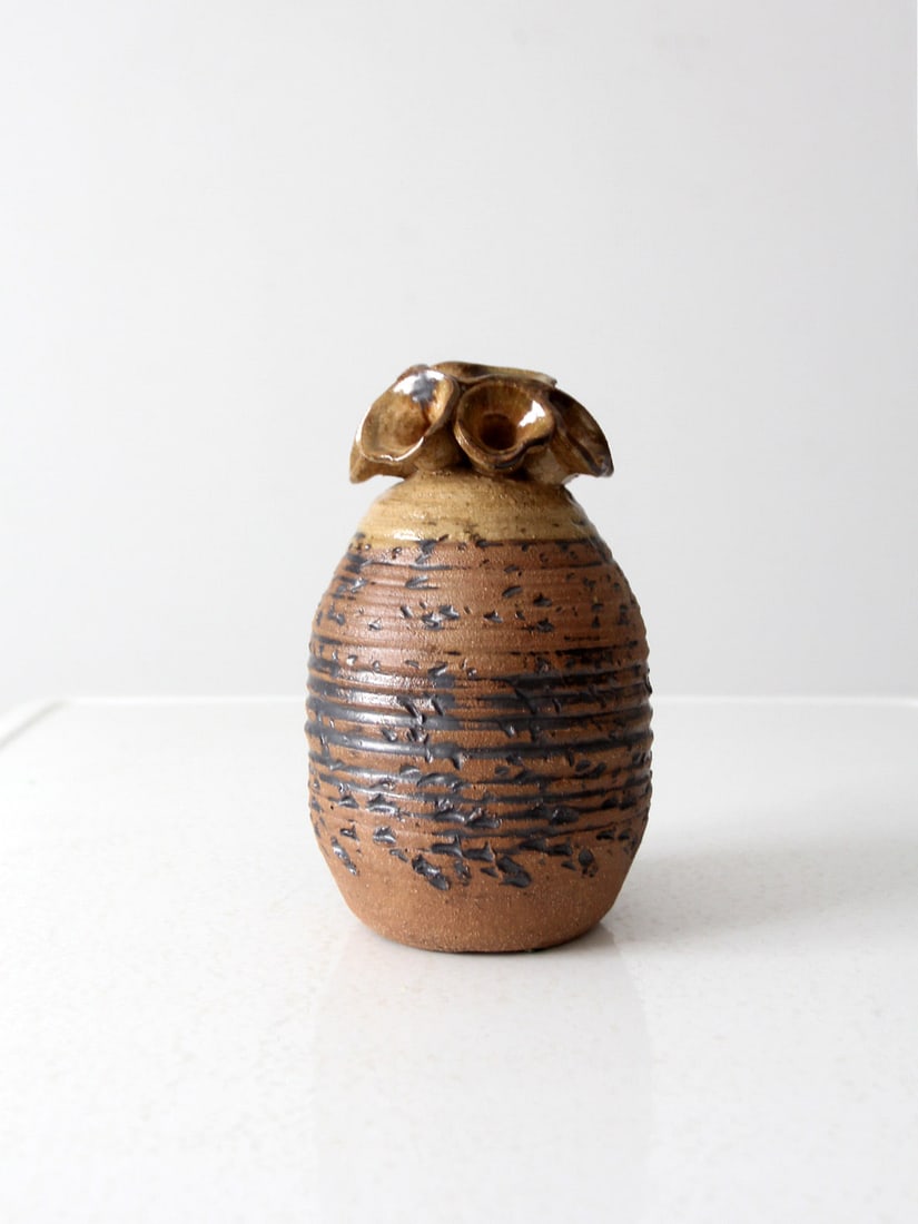 Vintage Studio Pottery Vase with Multi-Mouthed Design