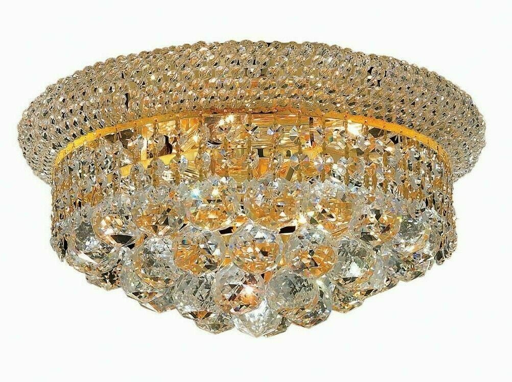 Primo 4 Light Gold K9 Crystal Flush Mount Chandelier 12 inch