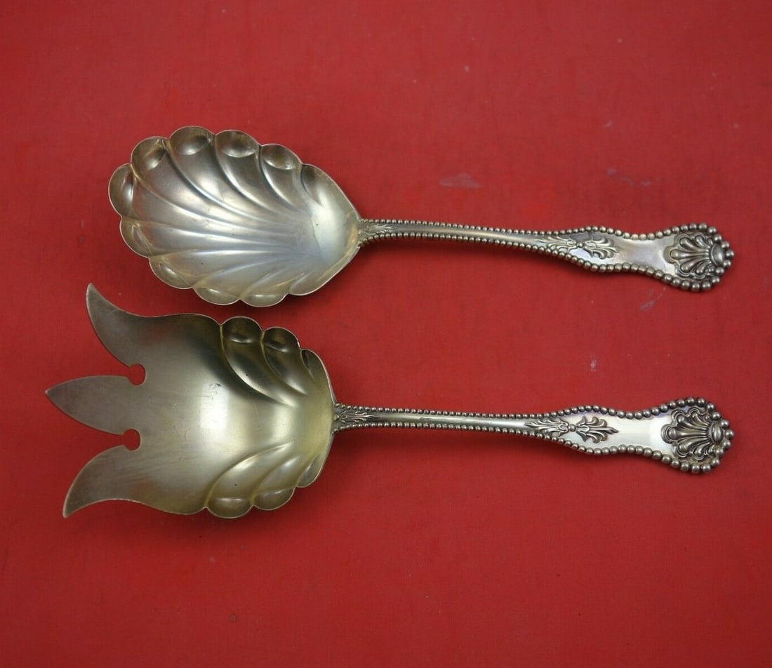 Dominick & Haff Charles II Sterling Silver Salad Serving Set 2pc 9" (1 of 3)