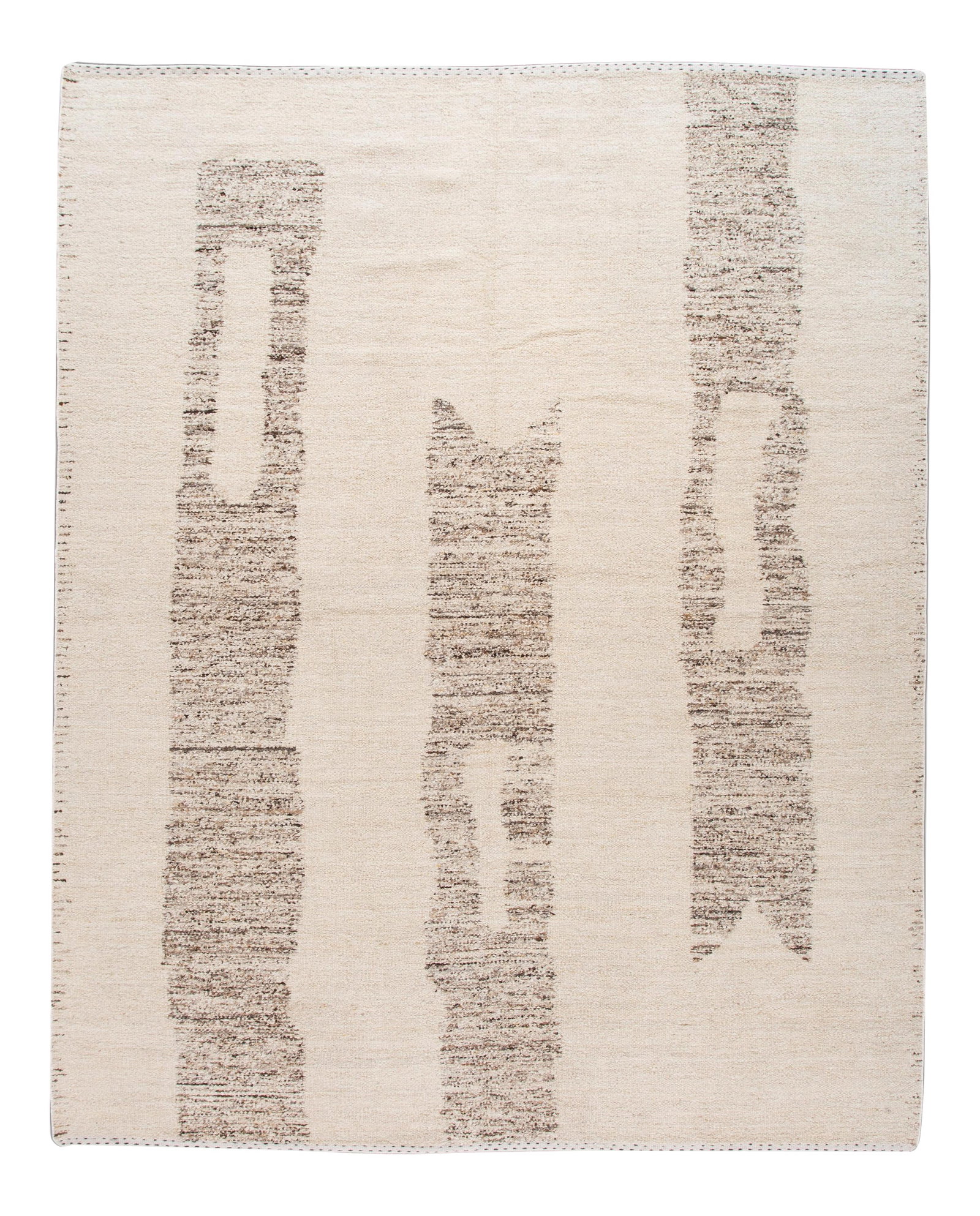 Beige Geometric Wool Rug Handmade Moroccan Style 12 x 14'10: Beige Geometric Wool Rug Handmade Moroccan Style 12 x 14'10 Enhance your living space with this stunning handmade Moroccan style wool rug. Featuring a beautiful beige field adorned with an intricate a