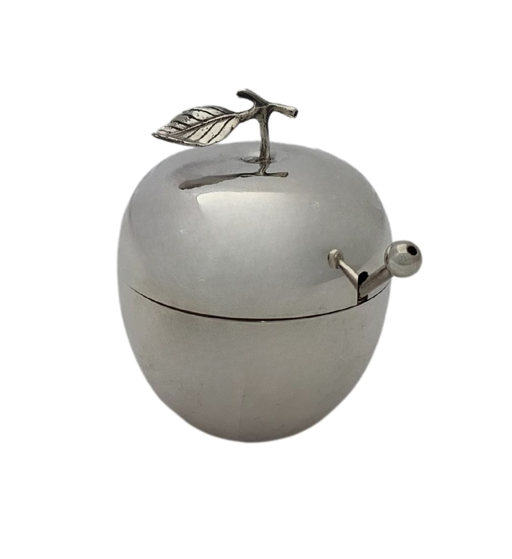 Handmade 925 Sterling Silver Leaf Honey Dish & Spoon (1 of 3)