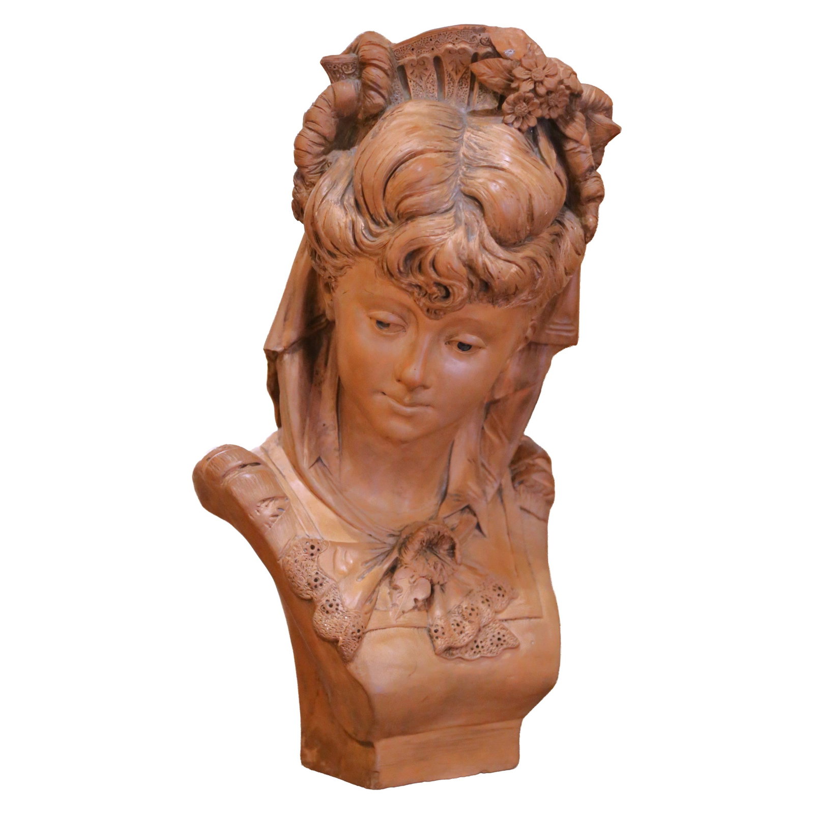 Belle Epoque French Terracotta Bust Signed by Adolphe Lavergne circa 1890
