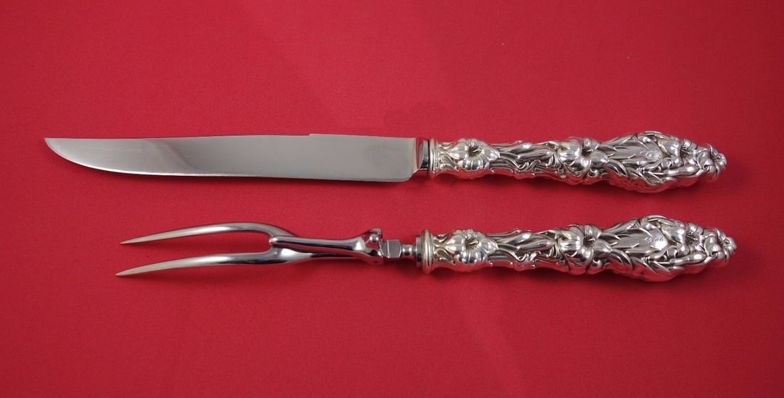 Whiting Lily Sterling Silver 2pc Roast Carving Set with Monograms