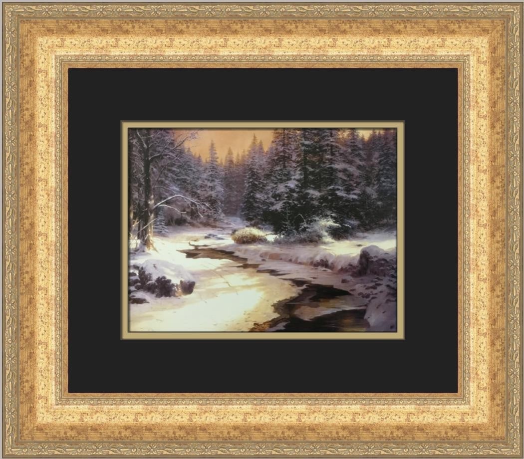 Thomas Kinkade Winter's End Custom Framed Art Print: Thomas Kinkade Winter's End Custom Framed Art Print This beautiful custom framed print titled "Winter's End" by renowned artist Thomas Kinkade captures the serene beauty of winter landscapes. Produced