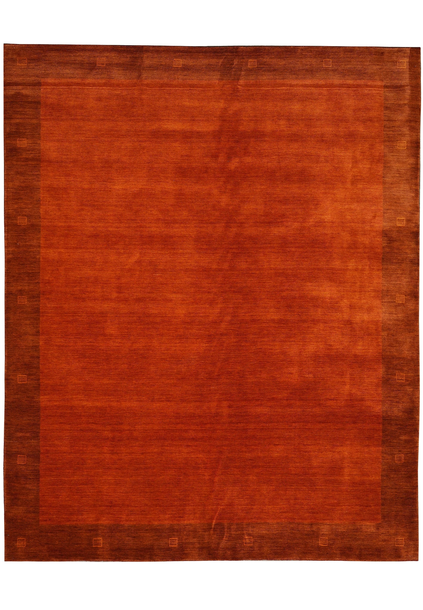 9 x 12 Solid Red Contemporary Hand Knotted Wool Rug