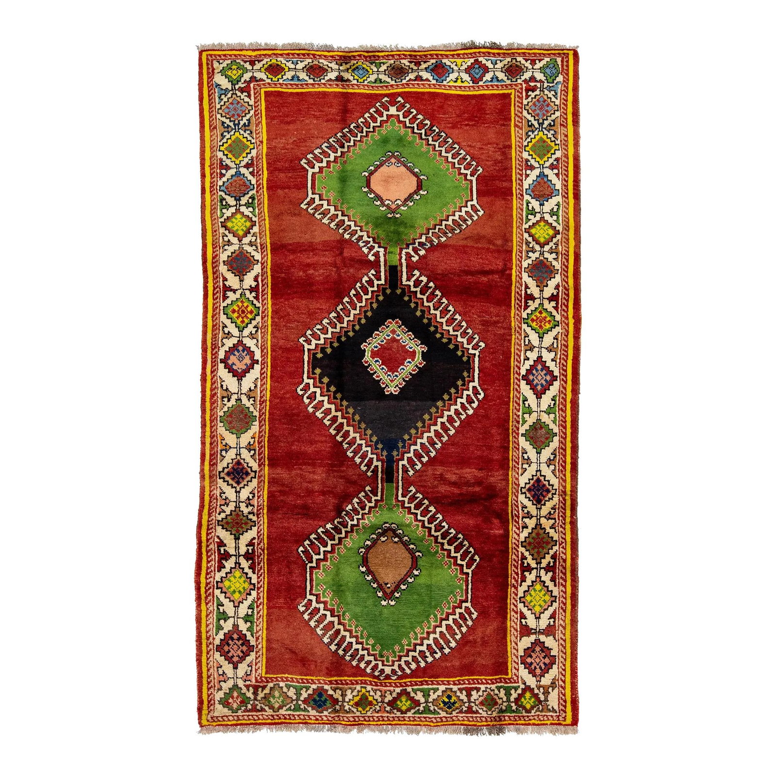 Vintage Handmade Red Wool Shiraz Tribal Design Rug 4'3" x 7'7"