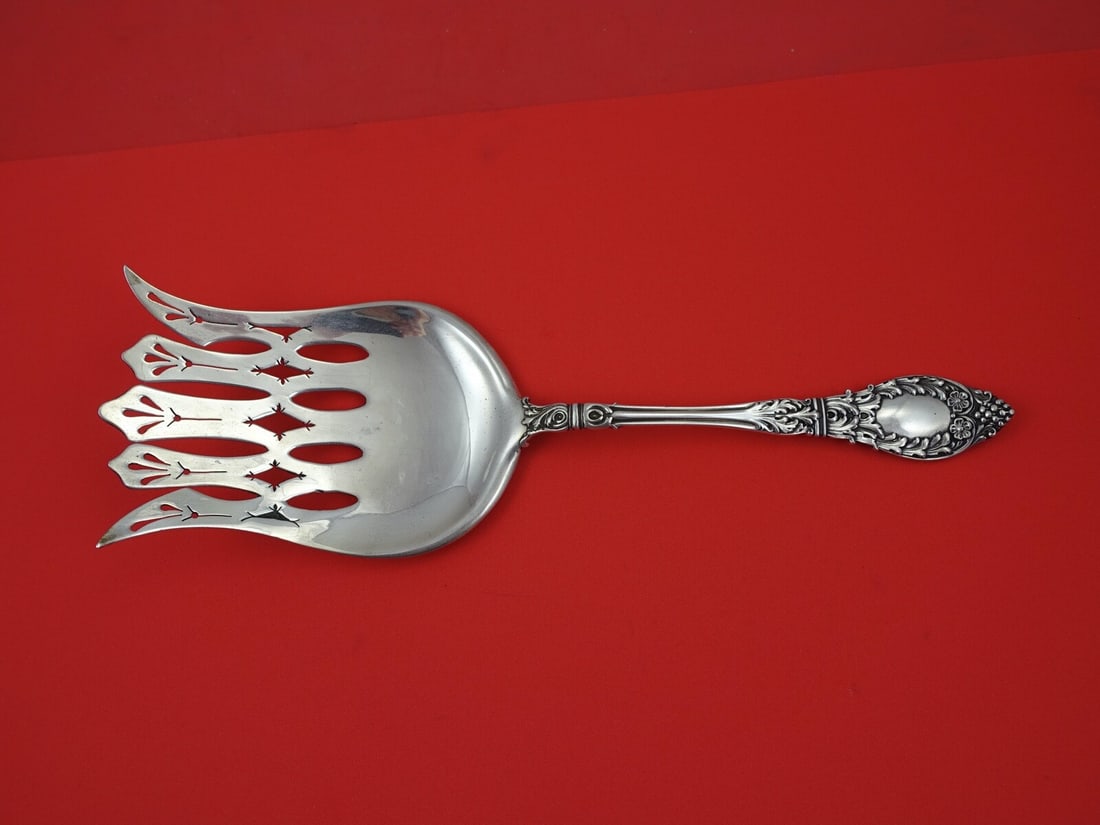 Sterling Silver Pierced Asparagus Serving Fork Roman by Knowles Mount Vernon 10 1/4 (1 of 2)