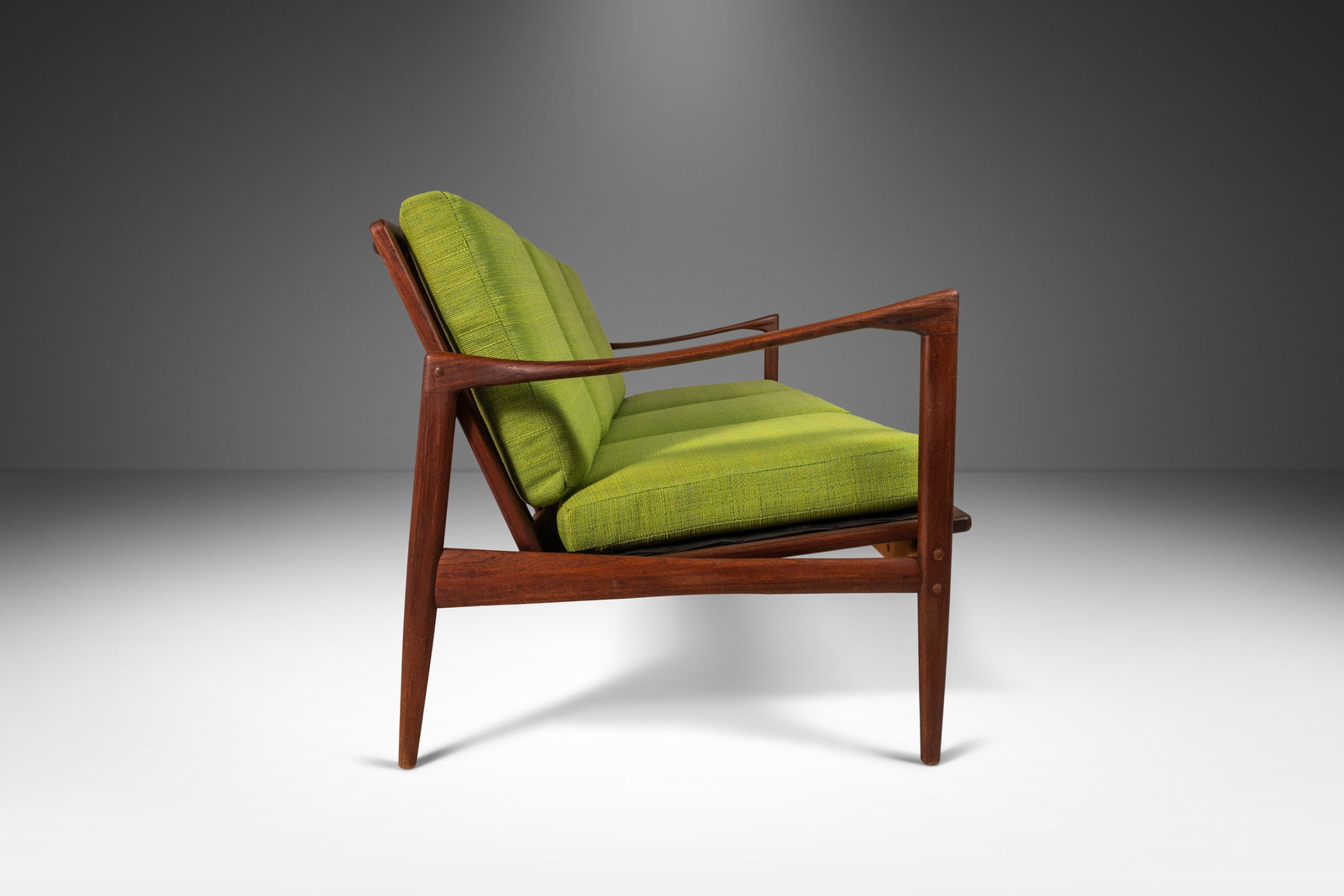 Ib Kofod-Larsen Kandidaten Three Seater Sofa Lime Green Fabric 1960s Denmark (1 of 10)