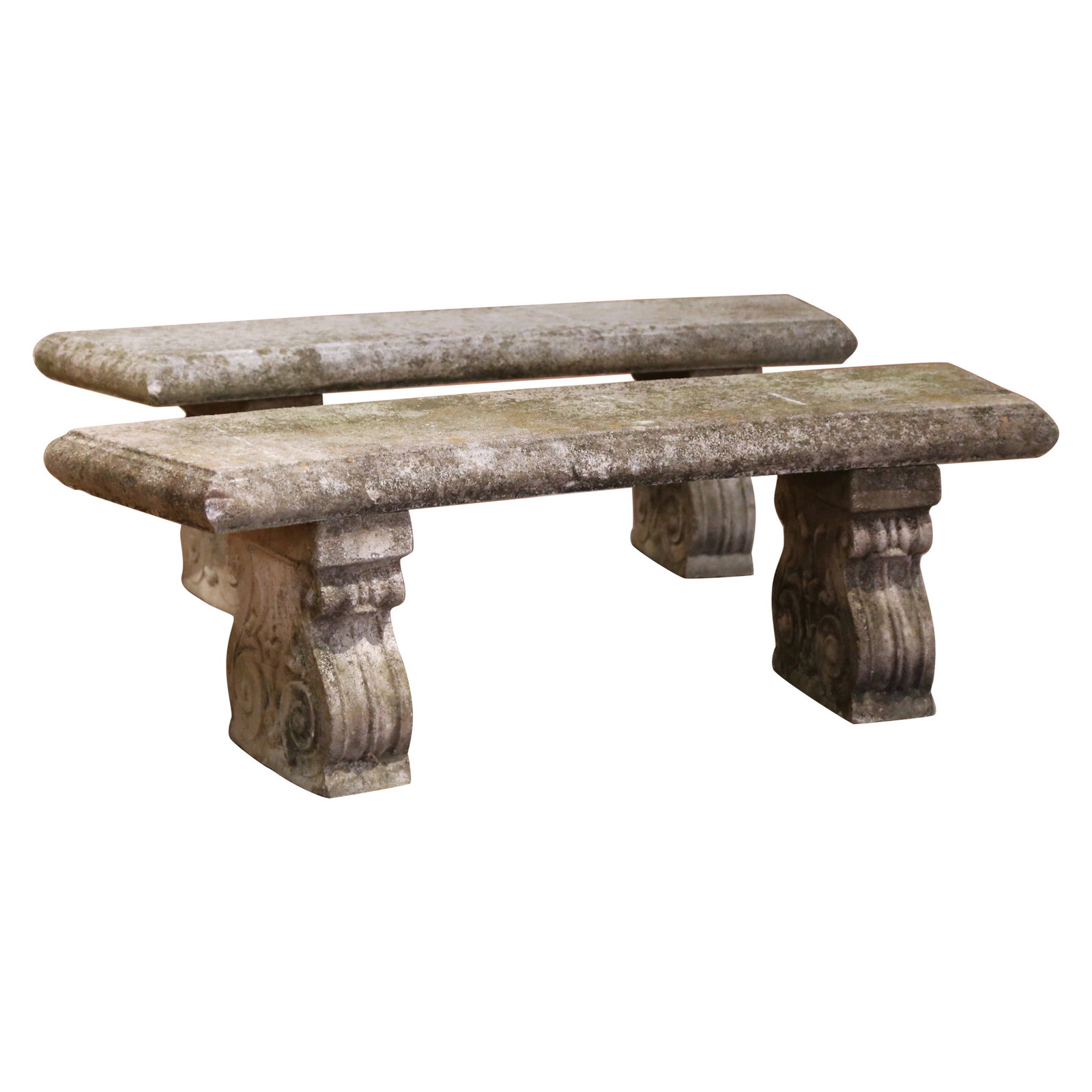 Set of 2 French cast stone garden benches circa 1920 (1 of 9)