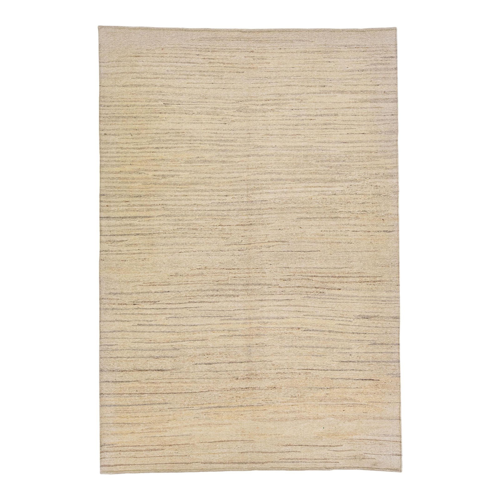 1960s Modern Kilim Beige Wool Rug 6'7 x 9'9 All-Over Design