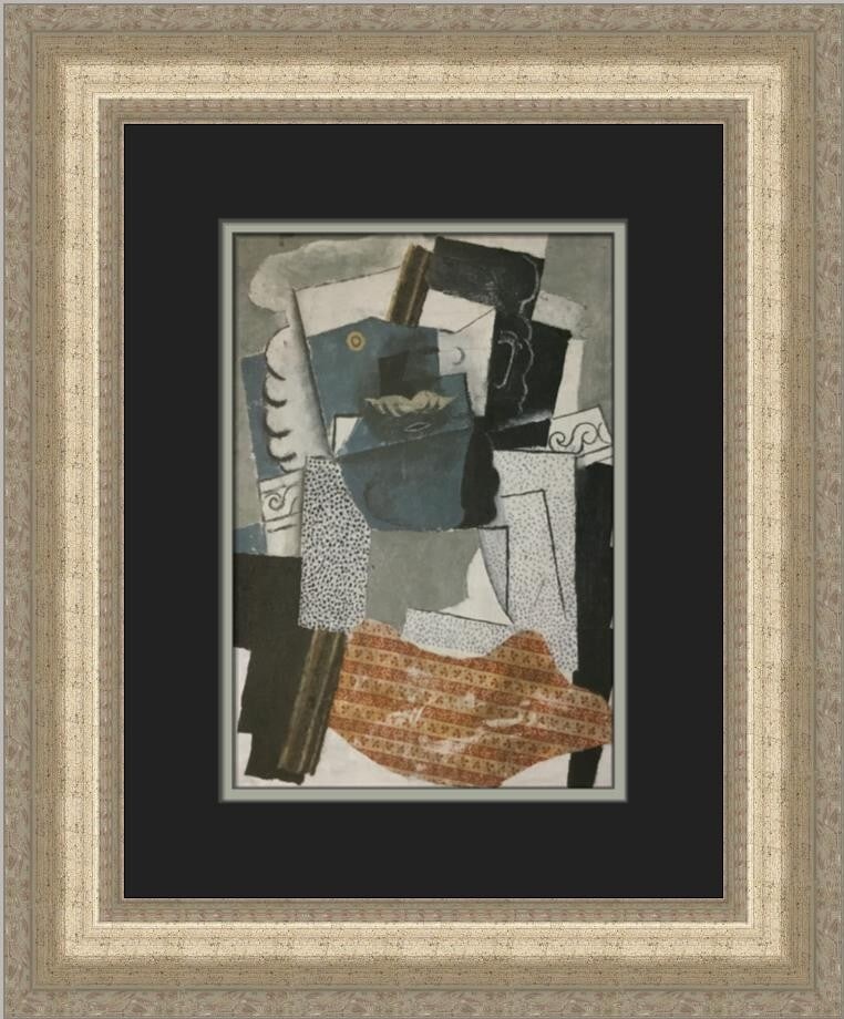 Pablo Picasso Man with a Moustache Custom Framed Art Print 1996: Pablo Picasso Man with a Moustache Custom Framed Art Print 1996 This exquisite custom framed print titled 'Man with a Moustache' by Pablo Picasso showcases a captivating blend of abstract expressionis