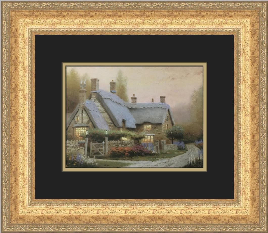 Thomas Kinkade McKenna's Cottage Custom Framed Art Print 15x13: Thomas Kinkade McKenna's Cottage Custom Framed Art Print 15x13 This stunning custom framed print titled 'McKenna's Cottage' by renowned artist Thomas Kinkade captures the essence of realism. Measuring