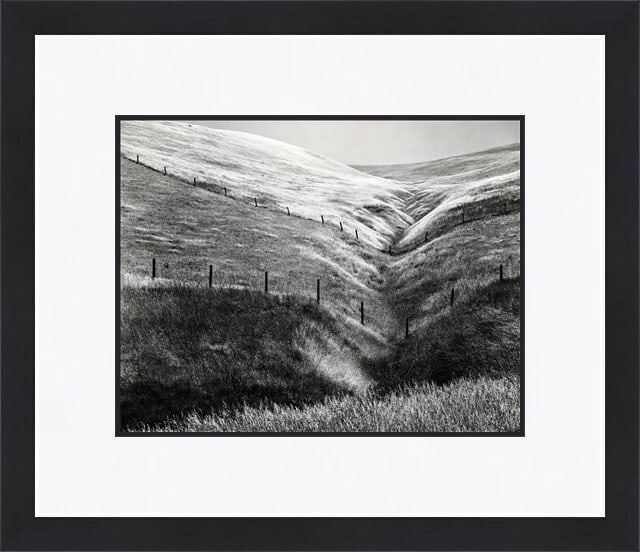 Ansel Adams Pastureland Fence Hills Custom Framed Print 16 x 18: Ansel Adams Pastureland Fence Hills Custom Framed Print 16 x 18 This stunning custom framed print features 'Pastureland Fence Hills Altamont CA' by renowned artist Ansel Adams. Measuring 16 in. x 18 i