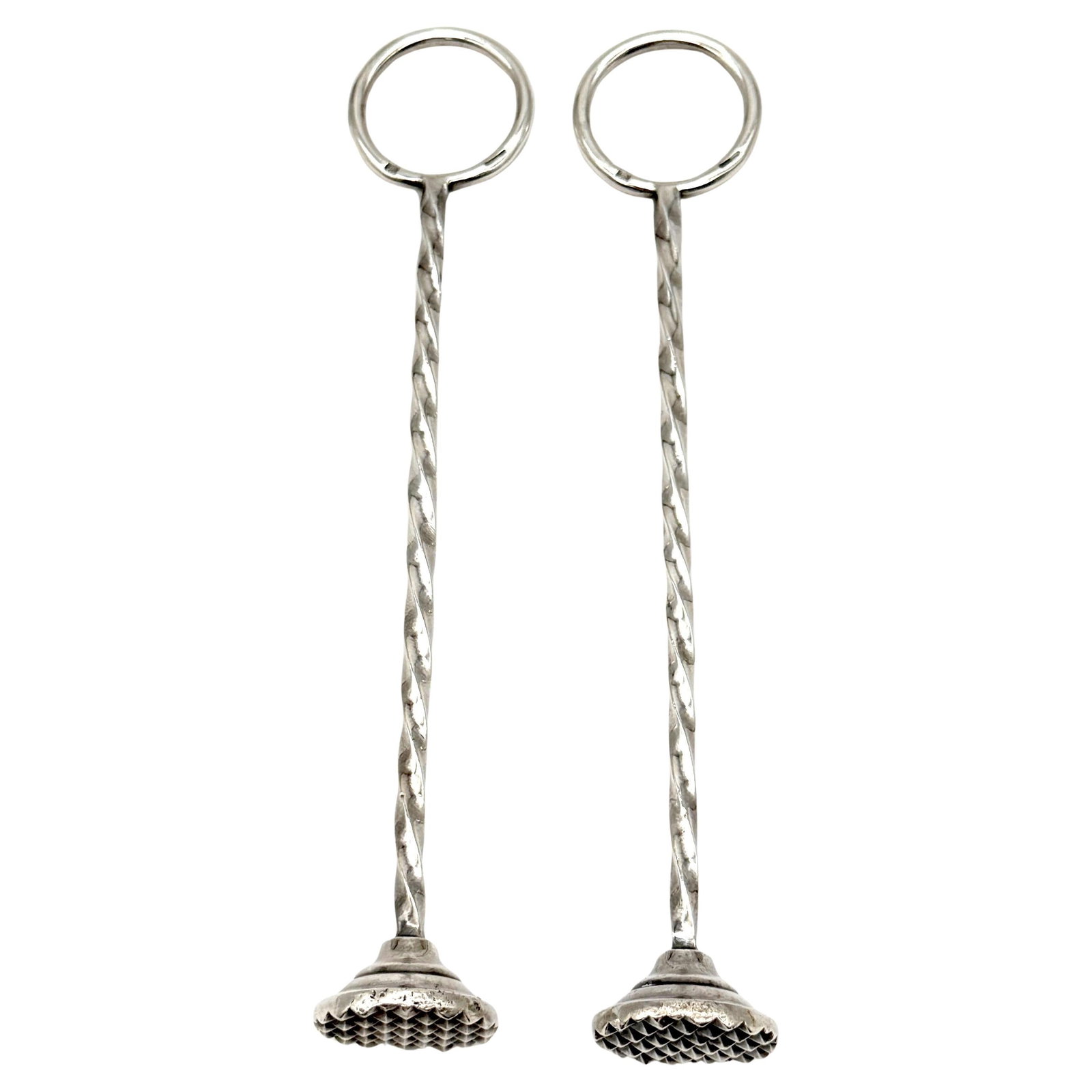 Edwardian Sterling Silver Cocktail Muddlers Set of 2 Early 20th Century