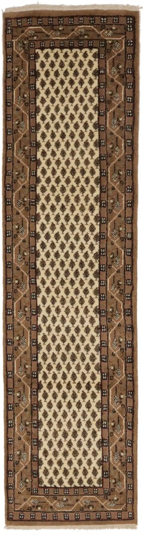 Hand-Knotted Indo-Botemir Wool Runner Rug with Floral Motif 2'4 x 8'10