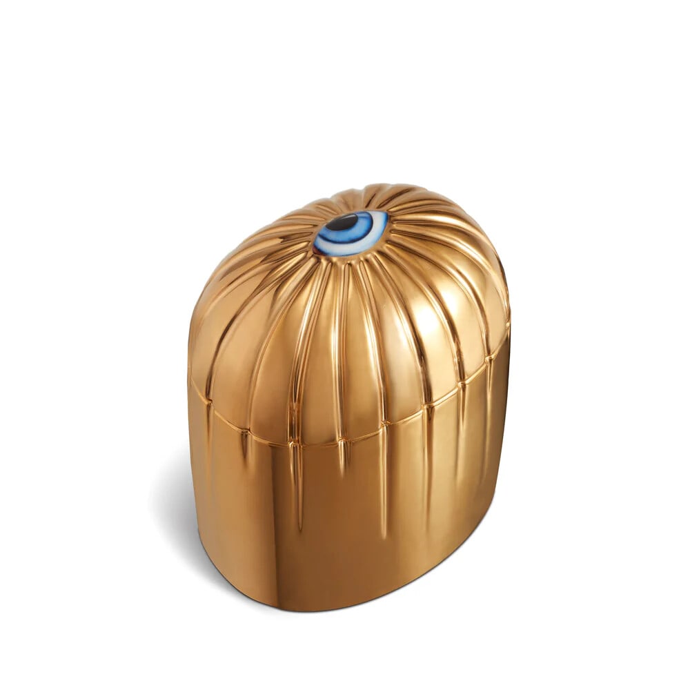 L'OBJET Lito Gold Porcelain Candle 24K Gold Plated Jar LXL21