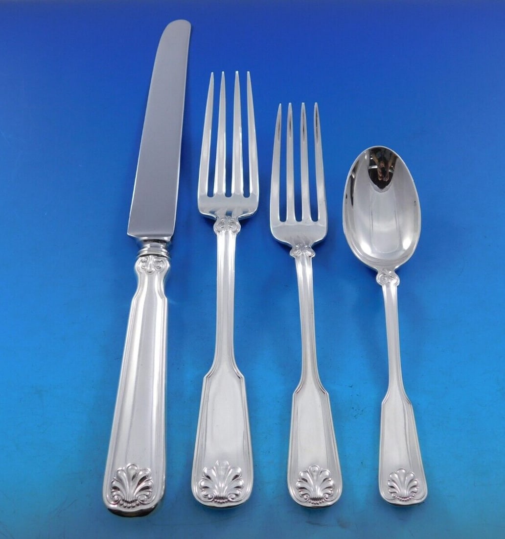 Tiffany Shell Thread 50 Piece Sterling Silver Flatware Service for 12 (1 of 8)