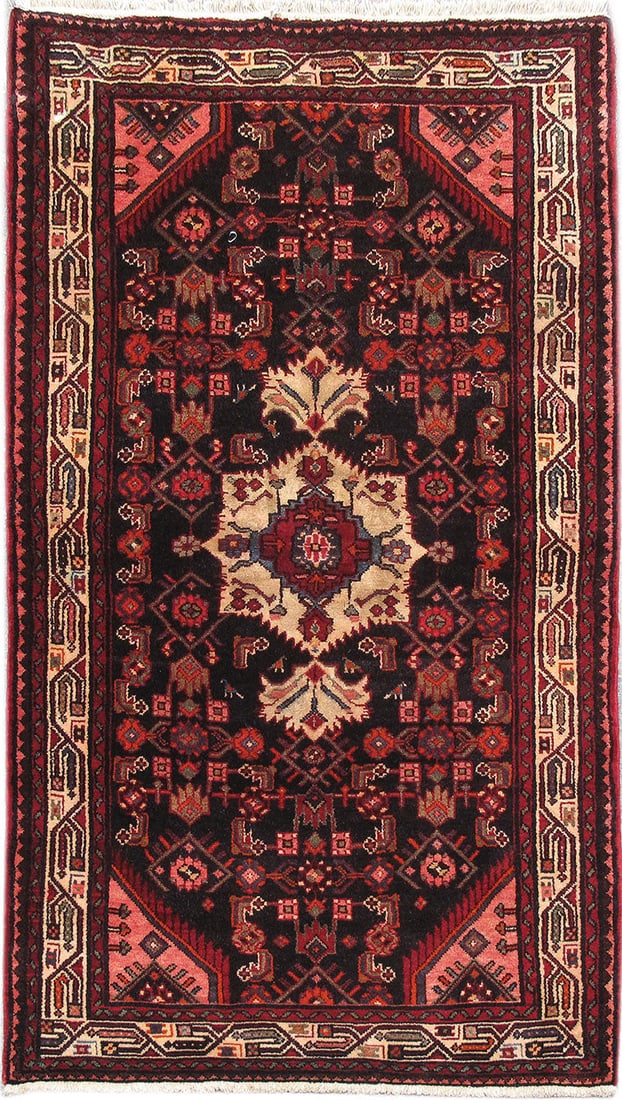 Handwoven Dark Red Persian Hamadan Area Rug 4'1 x 7'5