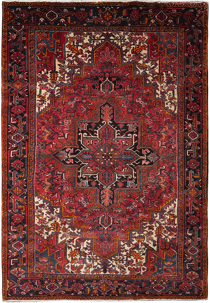 7 x 10 Hand-Knotted Persian Heriz Rug Tribal Iran Wool (1 of 15)