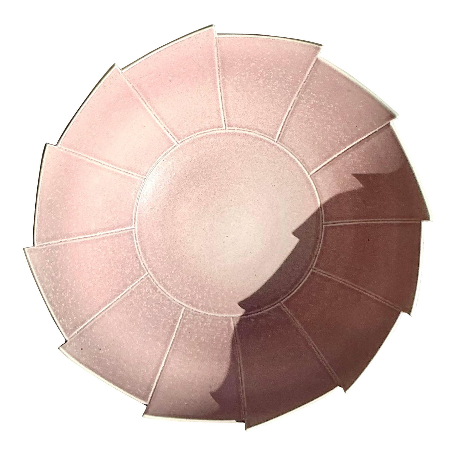 Vintage Boho Ceramic Bowl with Petal Design in Pink Glaze