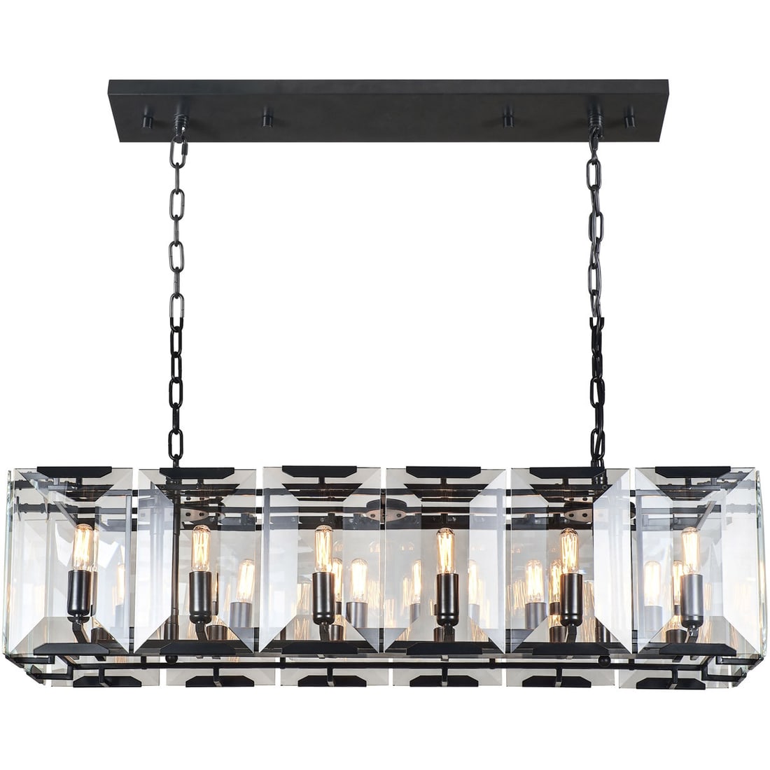 Monaco 40 in 12 Light Flat Black Island Pendant