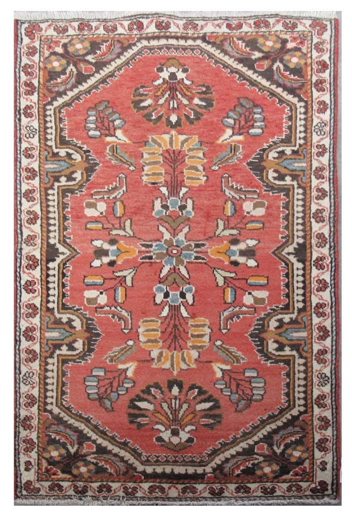 Handcrafted 2.8 x 4.3 Orange Persian Hamadan Rug