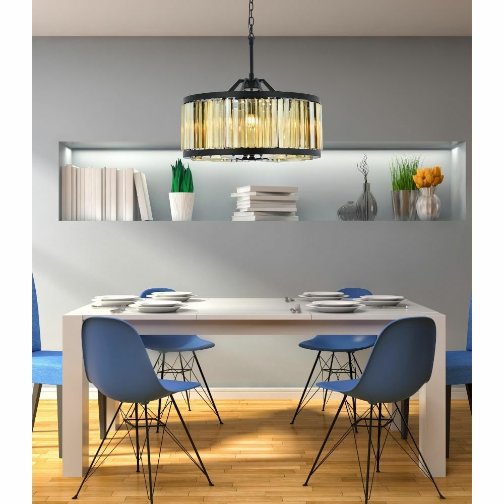Chelsea 8-Light Matte Black Crystal Chandelier 28 inch