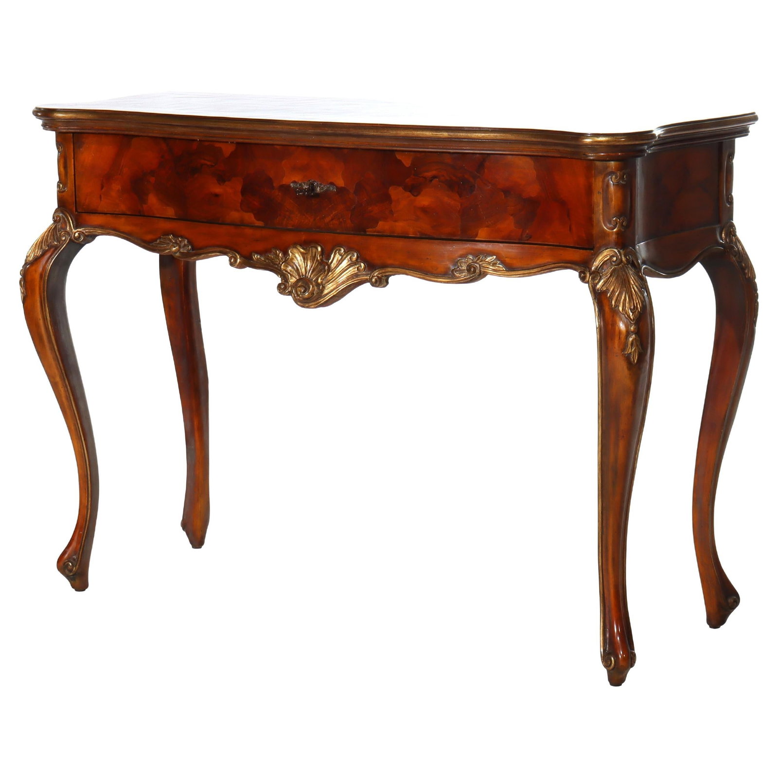 20th Century Italian Rococo Mahogany and Olivewood Server With Gilt Accents (1 of 18)