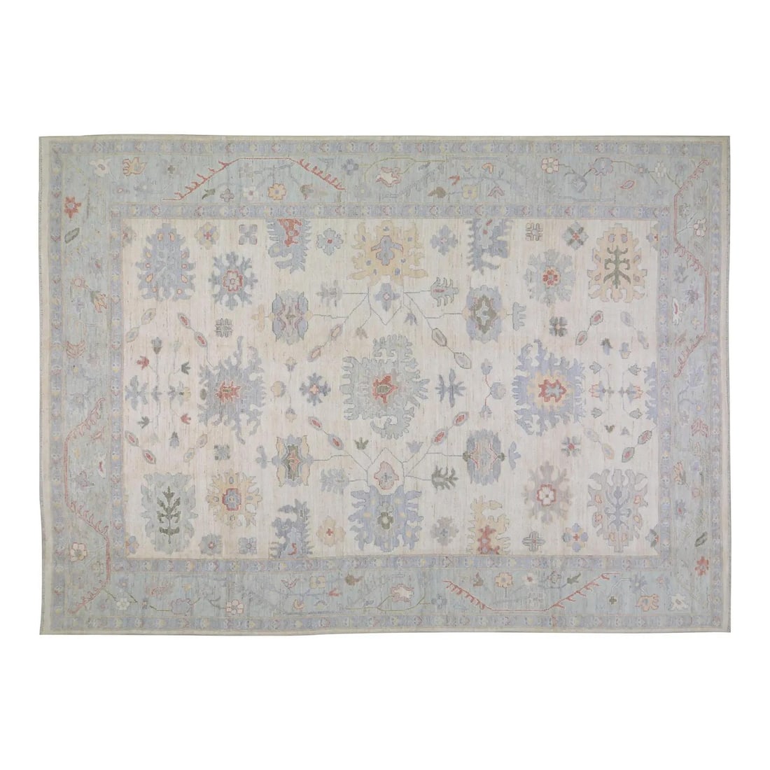 10'x14' Wool Area Rug Traditional Turkish Oushak Hand Knotted Tan: 10'x14' Wool Area Rug Traditional Turkish Oushak Hand Knotted Tan This Turkish Oushak rug is hand-knotted from wool using traditional techniques, combining classic craftsmanship with a modern design s