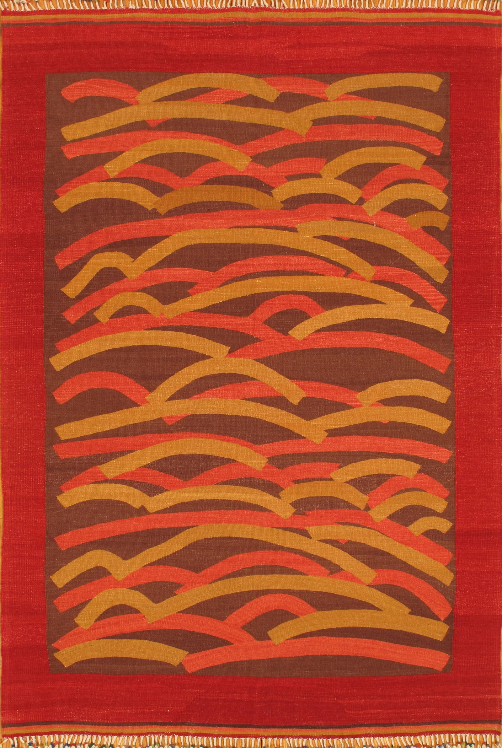 Modern Persian Kilim Rug Wool Multicolored 5'1 x 7'3: Modern Persian Kilim Rug Wool Multicolored 5'1 x 7'3 Enhance your living space with this exquisite 21st Century Modern Persian Multicolored Kilim Rug. Hand-knotted with meticulous craftsmanship, this 