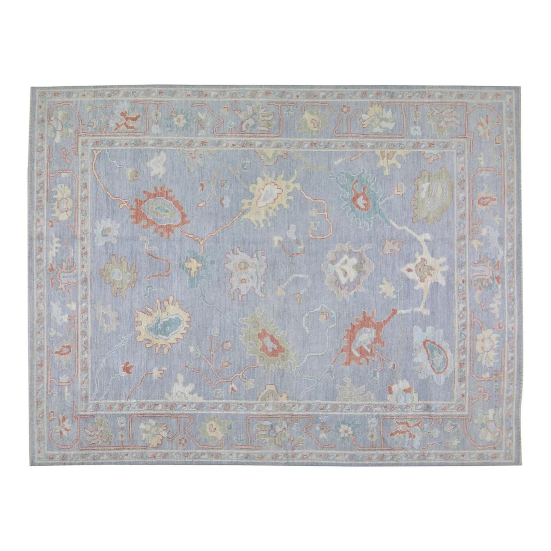 8'2 x 9'9 Slate Gray Wool Oushak Rug Hand Knotted Turkish Design: 8'2 x 9'9 Slate Gray Wool Oushak Rug Hand Knotted Turkish Design This Turkish Oushak rug is hand-knotted from wool using traditional techniques, combining timeless craftsmanship with contemporary desi