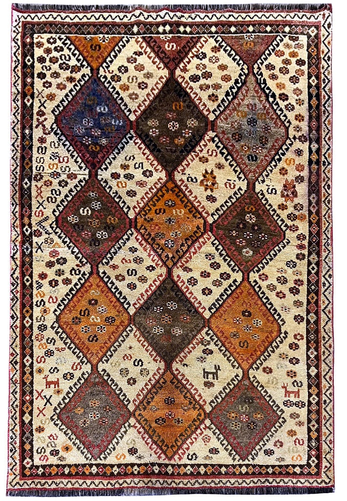 Persian Tribal Hand-Knotted Shiraz Area Rug 5.3 x 8.3 Wool