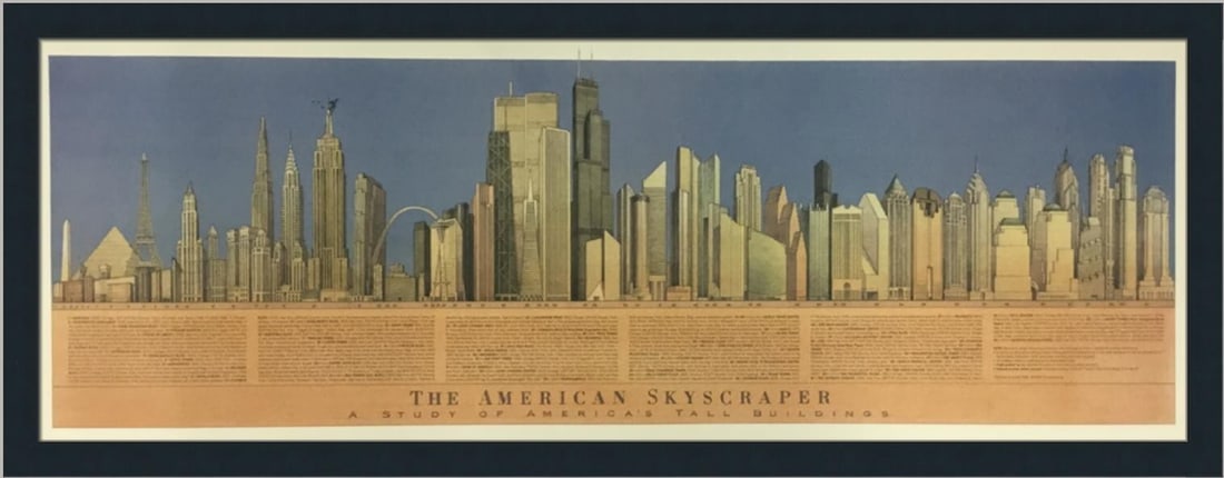 The American Skyscraper Custom Framed Lithographic print (Licensed Reprint) 15 x 37: The American Skyscraper Custom Framed Lithographic print (Licensed Reprint) 15 x 37 This custom framed print (Licensed Reprint) titled "The American Skyscraper: A Study of Tall Buildings" showcases an