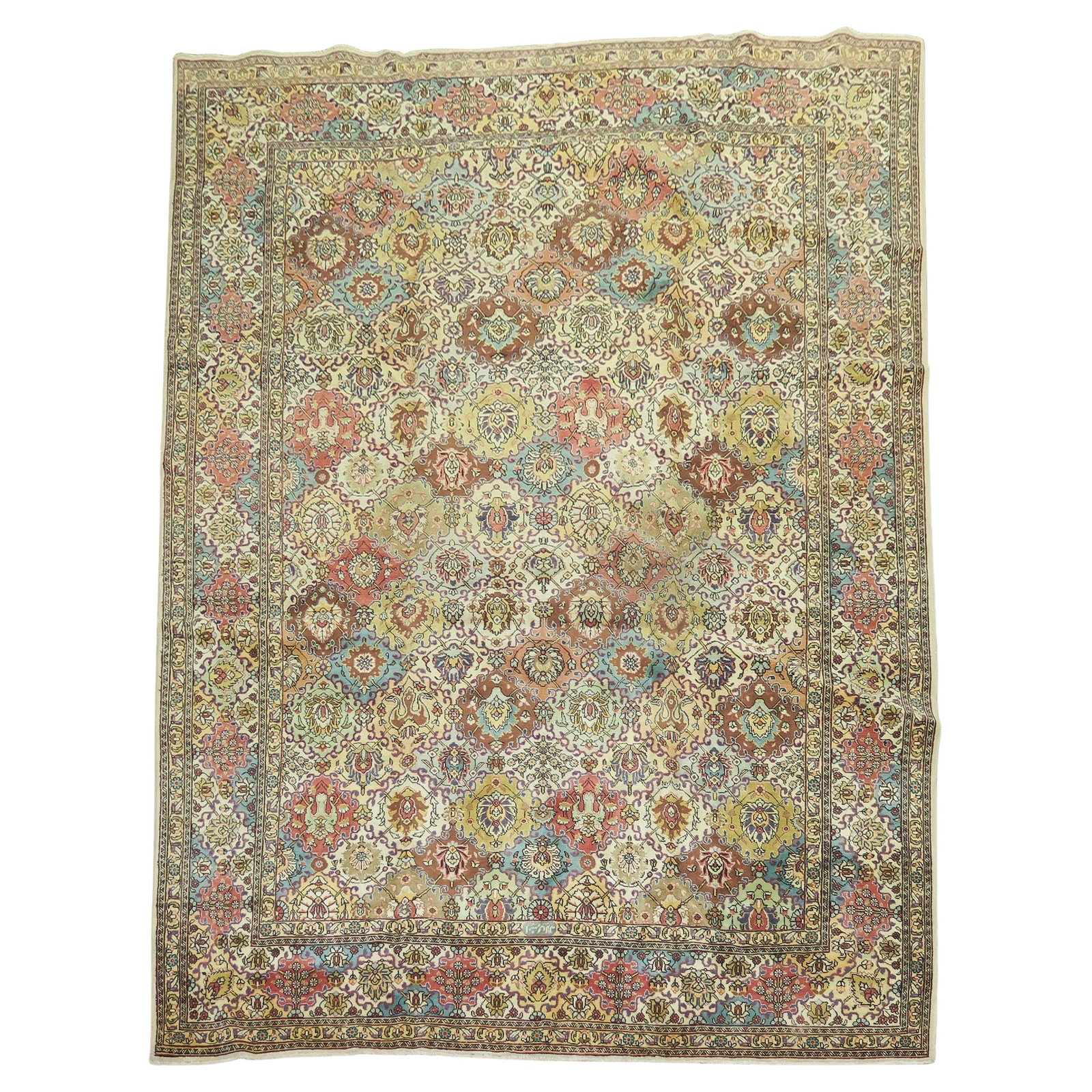 Vintage Persian Tabriz Wool Hand-Knotted Rug 9'6 x 13 Georgian Style
