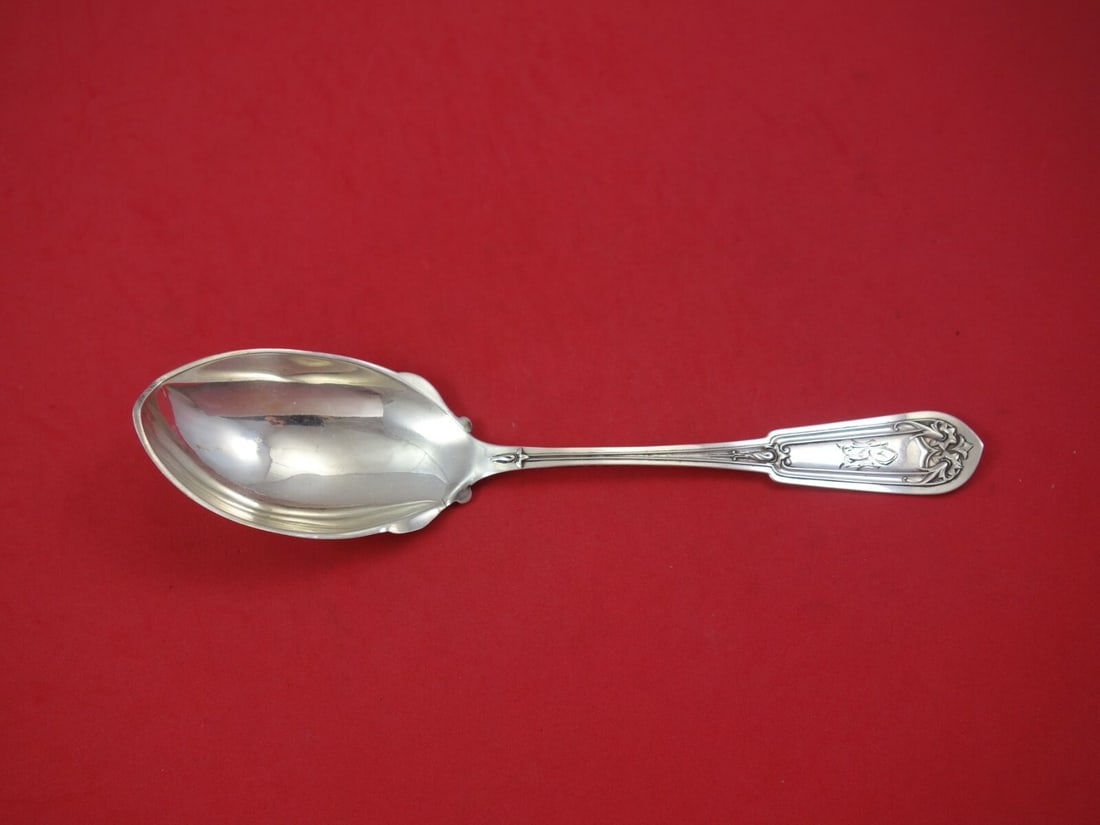 Whiting Fancy Tip Sterling Silver 9 inch Berry Serving Spoon
