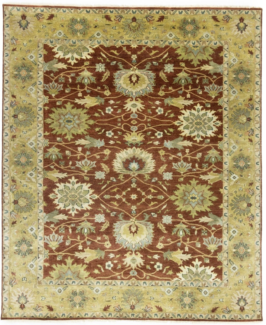 Handmade Floral Peshawar Oriental Rug 8'1 x 9'9 Wool Modern Design