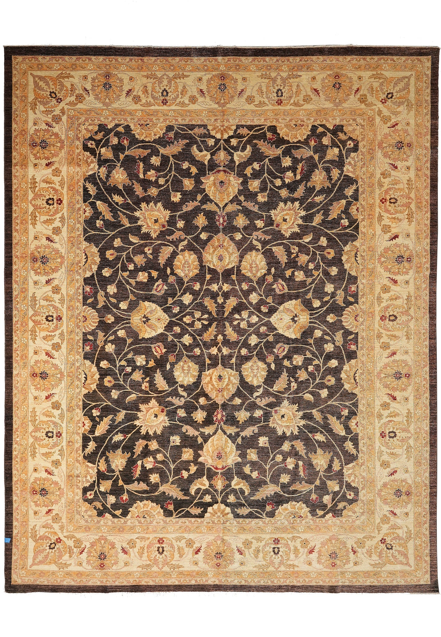 12 x 14.6 Semi-Antique Kerman Hand-Knotted Wool Rug