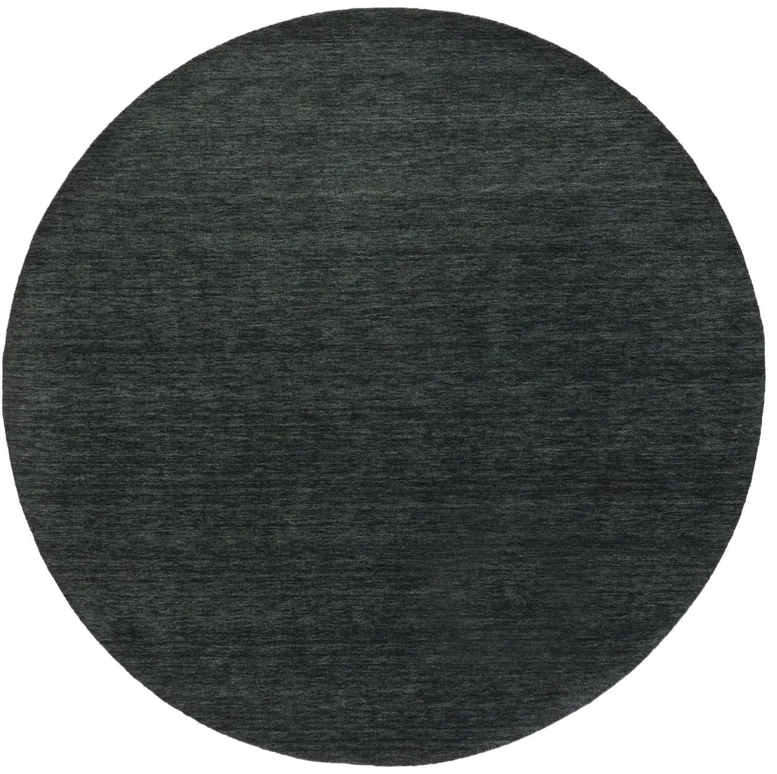 Hand-Loomed Charcoal Wool Round Rug 7'9 Modern Gabbeh Style Carpet