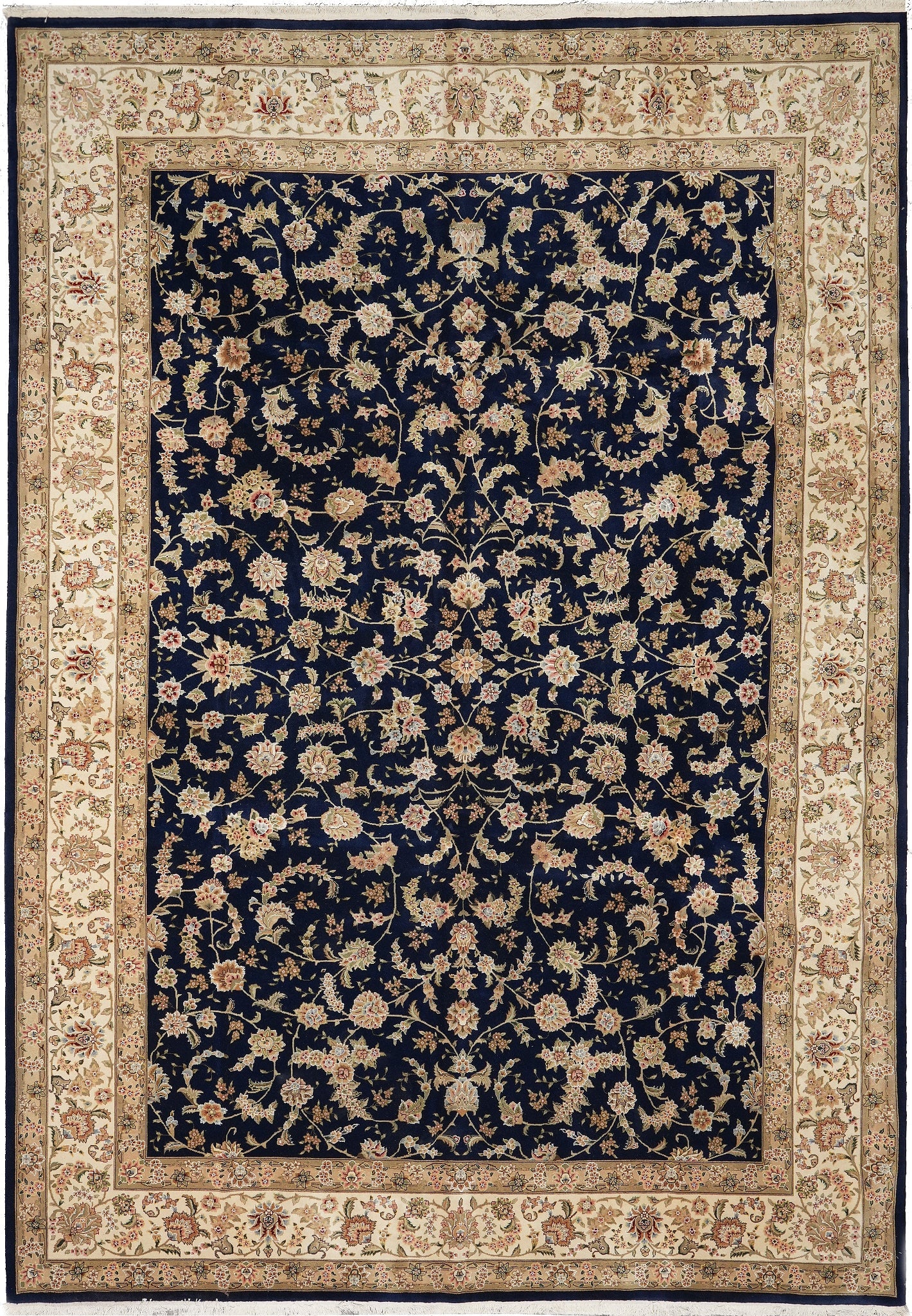 9.9 x 14 Handmade Wool and Silk Rug Black