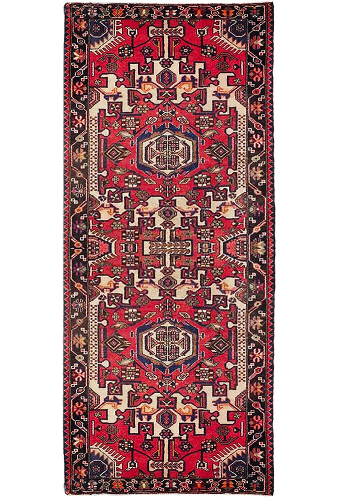 Persian Sarouk Style Rug 3'10 x 9'9 Handmade Red Wool: Persian Sarouk Style Rug 3'10 x 9'9 Handmade Red Wool Free continental US Shipping This exquisite red fine Persian handmade Sarouk style rug measures 3' 10" x 9' 9" and is a true testament to the arti