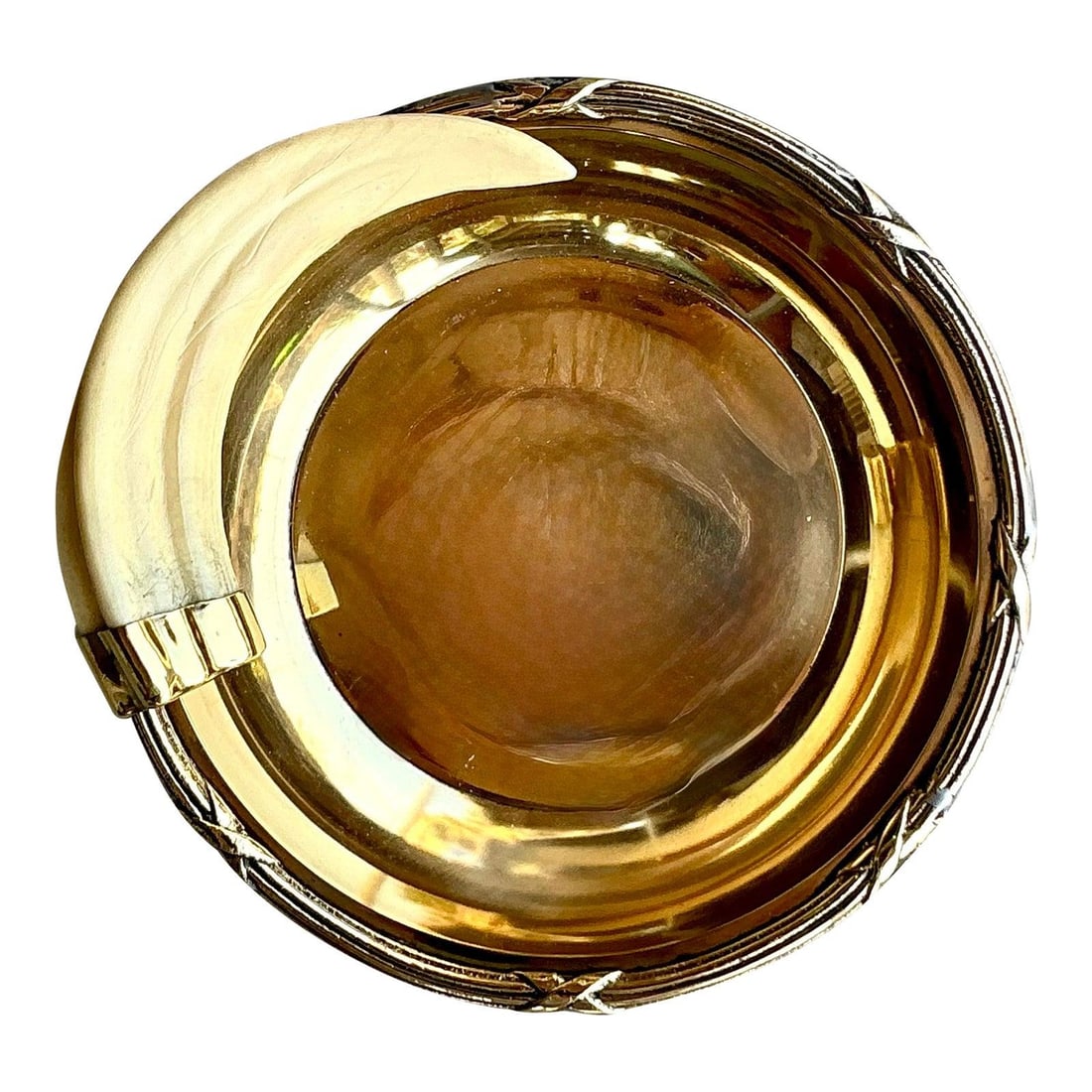 Vintage Boho Brass Bowl with Bone Accent 8in Diameter (1 of 8)