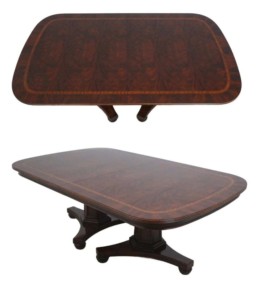 Double Pedestal Dining Table with Inlay Historic Natchez Collection Mahogany (1 of 10)
